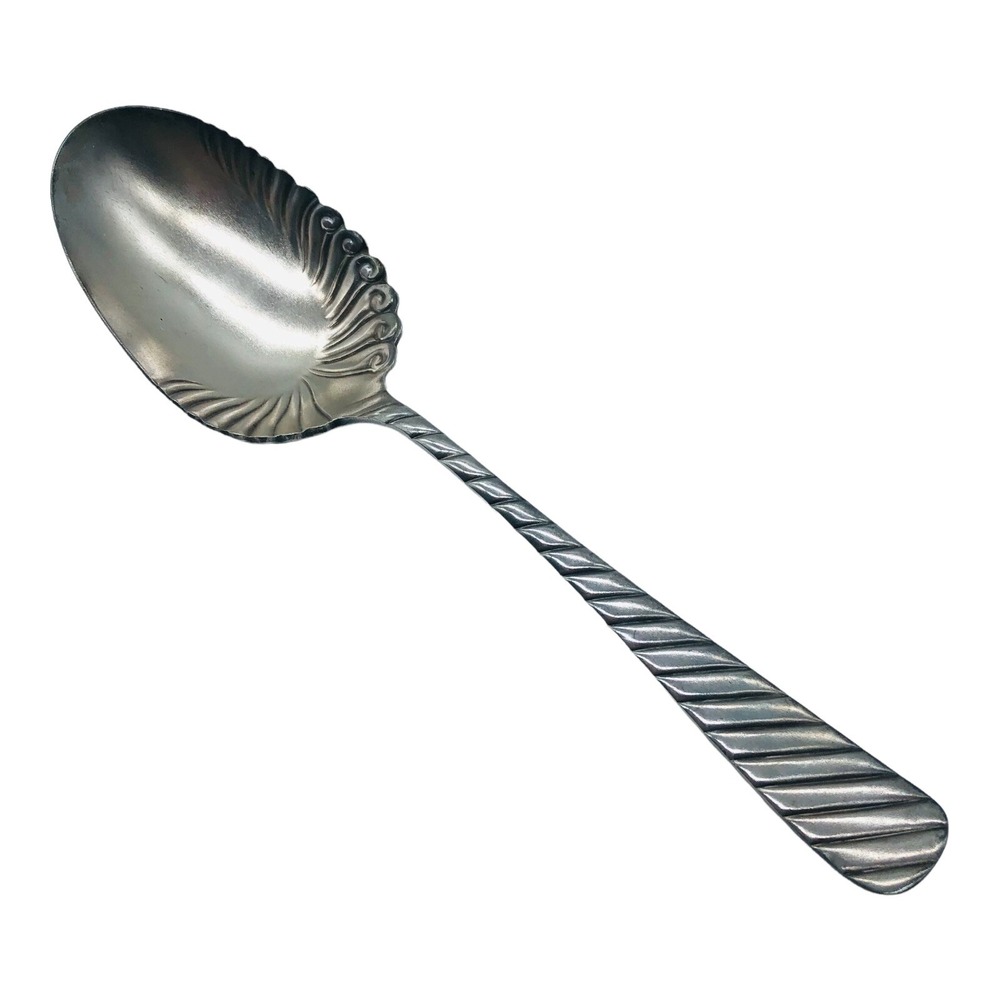 Vintage DUNDEE 1847 Rogers Bros AI Silver Plate Serving Spoon Scalloped Swirl